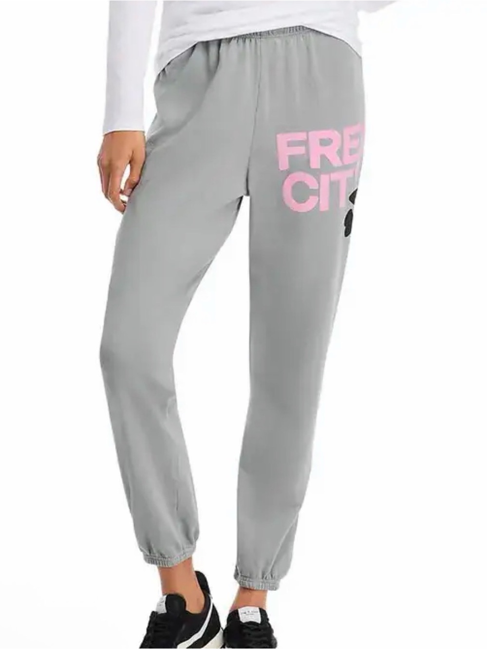 Freecity Gray Joggers with Pink Logo